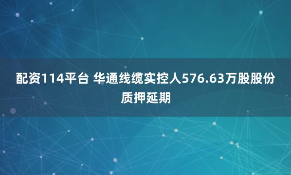 配资114平台 华通线缆实控人576.63万股股份质押延期