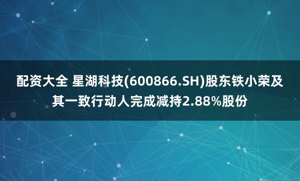 配资大全 星湖科技(600866.SH)股东铁小荣及其一致行动人完成减持2.88%股份